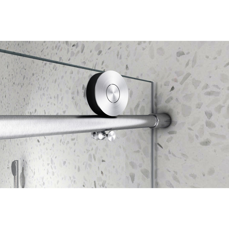 Shower Door 6063 Matte Black - Unframed With -Proof Membrane, Nano Clean, 70Mm 304 Stainless Steel Pulley, Bathroom One Fixed & Movable Door, Big Pulleys, Adjustable , Easy-Cleaning, Stick - 5/16''