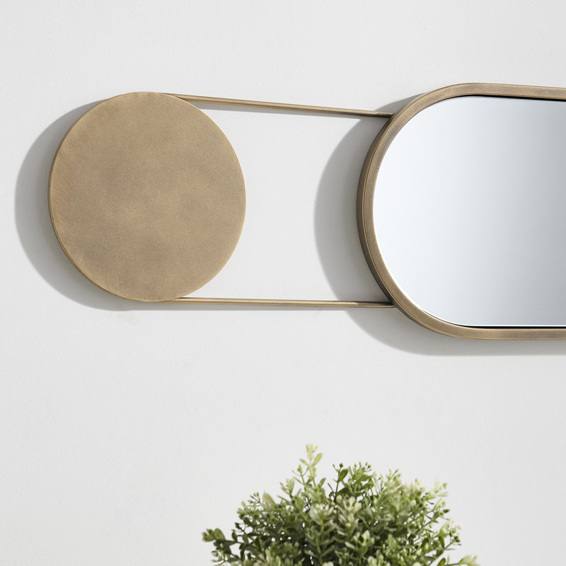 Mid-century Modern Antique Oval Hanging Decorative Wall Mirror - Horizontal or Vertical Wall Mount