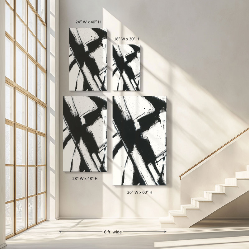 "Expression Abstract I White" by Shirley Novak Print on Canvas, 18" H x 30" W