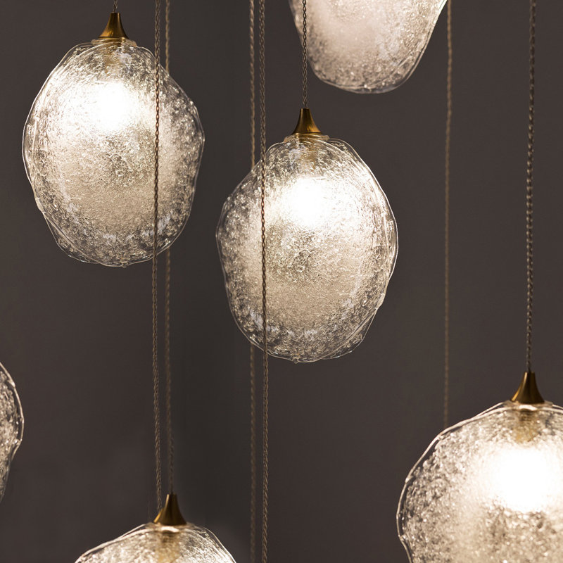 Crystal Glaze 21 - Light Cluster Pendant, Frosted Clear, 96" H x 26" W x 26" D, Oil Rubbed Bronze