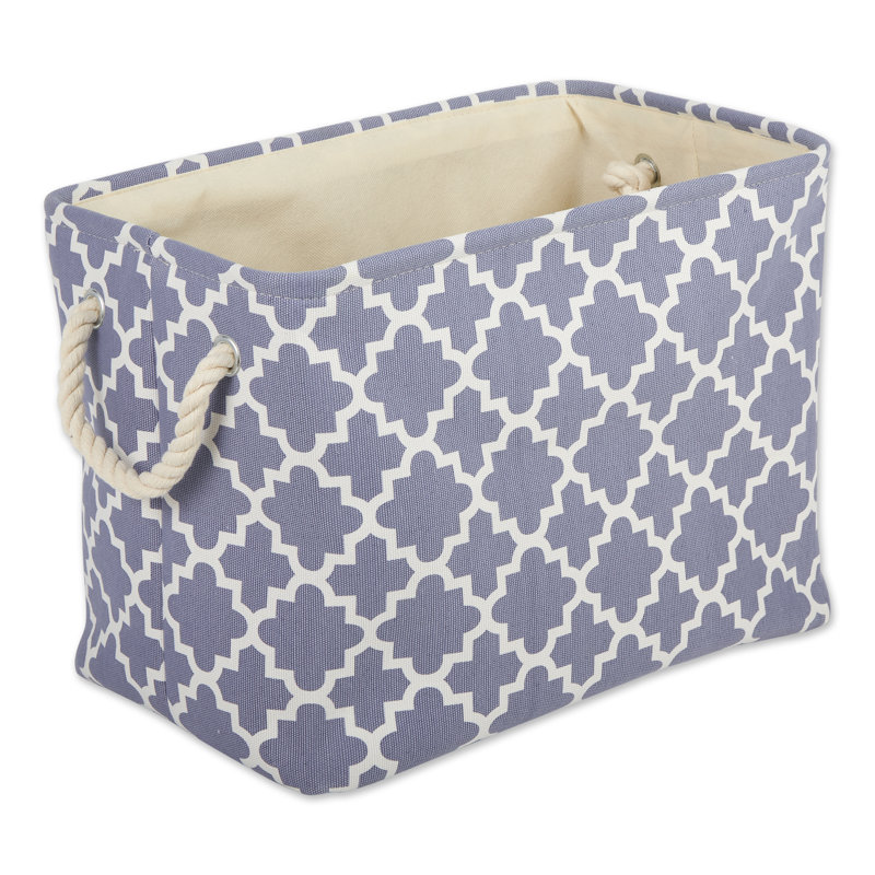 Red Barrel Studio® Fabric Decorative Bin, 12" H x 10" W x 16" D, Stonewash Blue