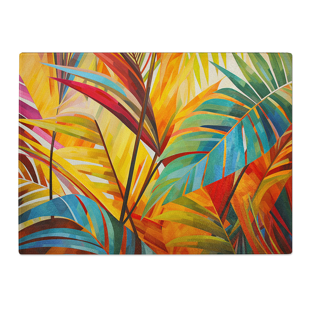 Tropical Leaf Constructivism  Glass Chopping Board