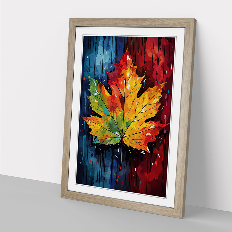 Leaf Pop No.3 - Single Picture Frame Print on Wood, Oak, 64cm H x 46cm W x 2cm D