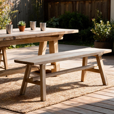 39‑inch Farmhouse Solid Rubber Wood Bench, Rustic Indoor Multipurpose Entryway Bench
