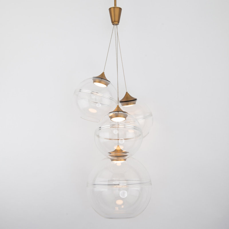 Luminaire suspendu sphère à DEL à intensité variable Bistro avec abat-jour unique fabriqué à la main, 3000K