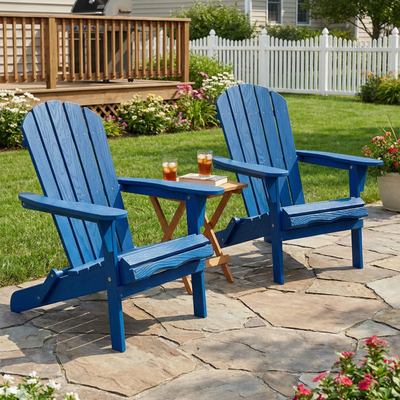 Abril Outdoor Adirondack Chair Set Of 2, Navy