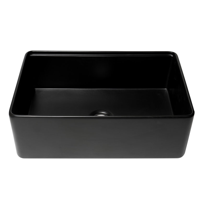 30'' L Single Bowl Fireclay Kitchen Sink, Black