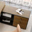 Bureau 3 tiroirs brun clair + bois massif rectangulaire + acier-769989615-769989608