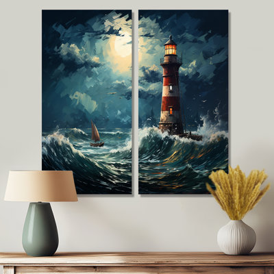 Phare de la mer orageuse 1 - art mural blanc