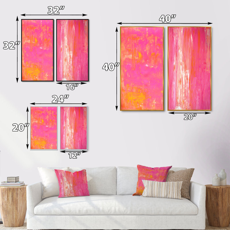 "Orange and Pink Colorfields", ensemble de 2 photographies sur toile, H 20 po x l 24 po x P 1 po, Cadre flottant noir