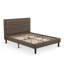 Ensemble de lit 2 pièces - 1 grande plateforme de lit plateforme en tissu de lin brun capitonné et 1 tête de lit capitonnée avec 1 table de chevet en bois patinée-1549701015-1549701012