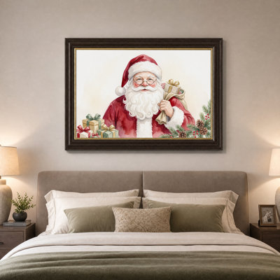 " Santa Claus With Gift Sack And Pine Branches " Painting