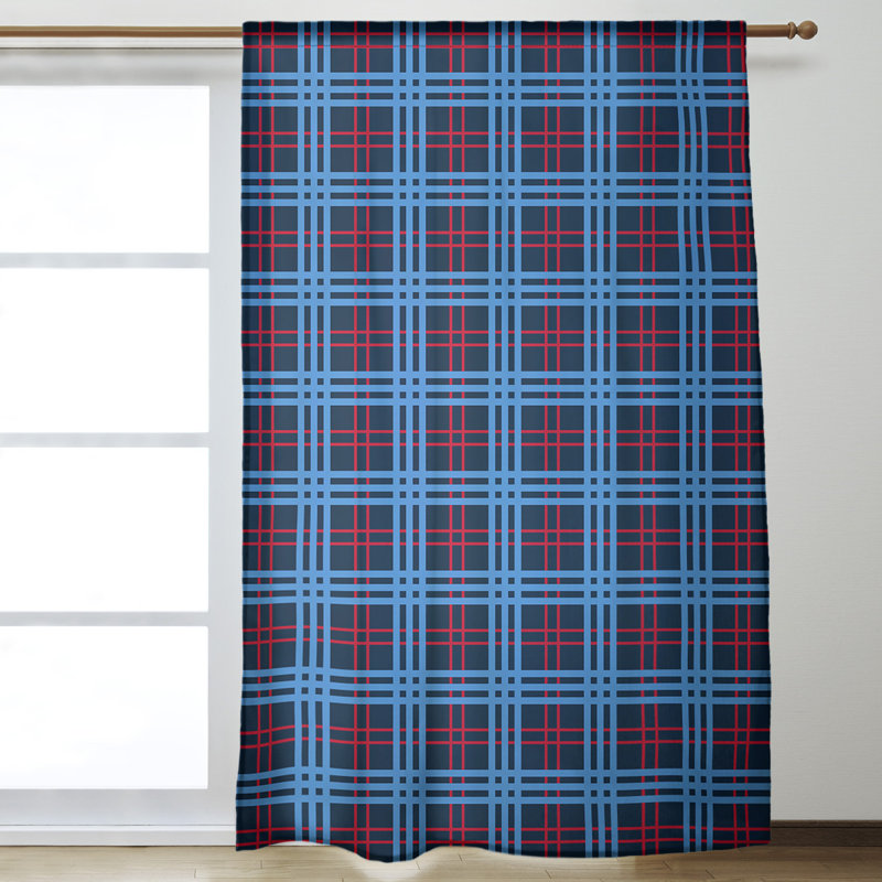 Room Darkening Curtain Single Panel, Black/Blue/Red