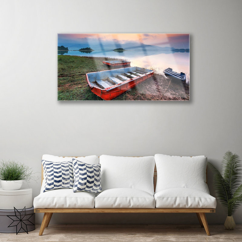 Landscape Boat 1 Piece Wall Art on Glass