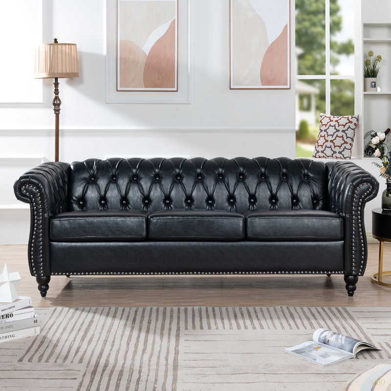 Canapé Chesterfield 84,65 po, Noir