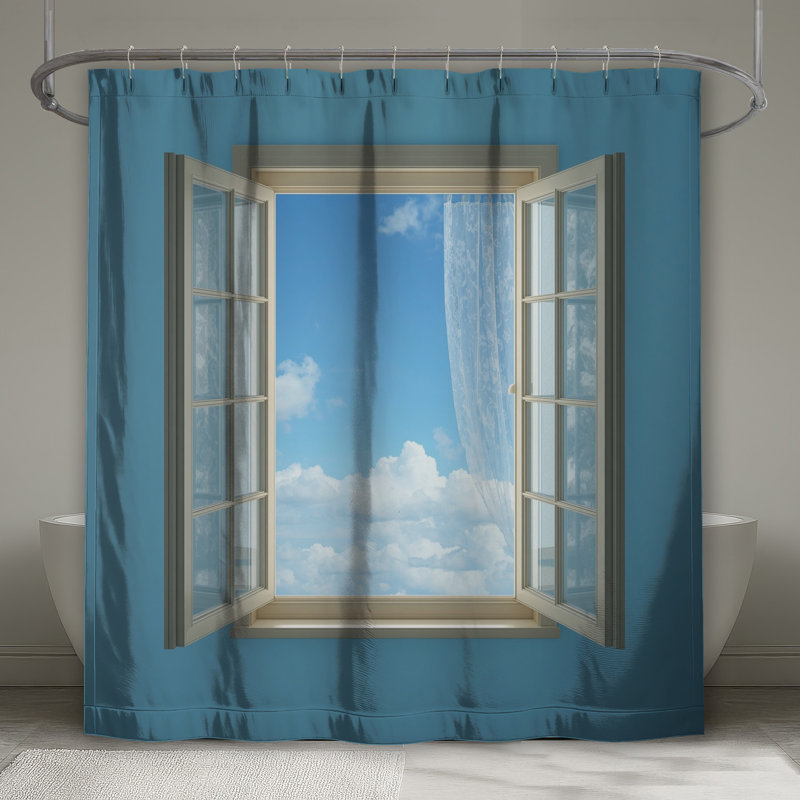 Open Window View Shower Curtains Extra Long, 70in W x 84in H
