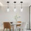 Luminaire suspendu 1 lumière à abat-jour noir mat avec abat-jour en verre opale gravé satiné