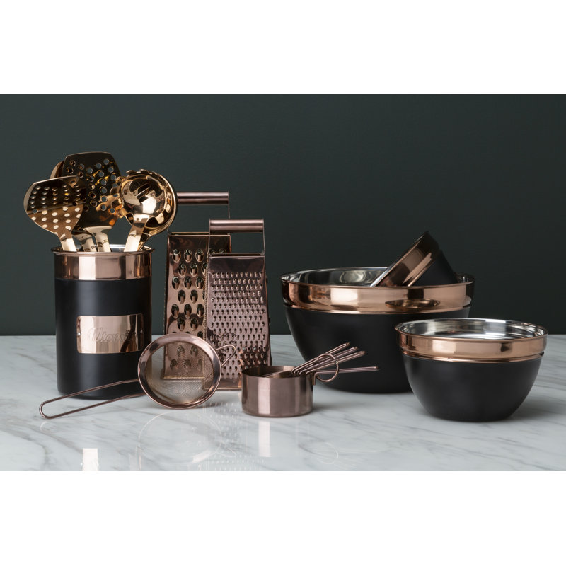 Canora Grey Dobson Mesh Food Strainer, 8cm H x 24cm W x 10cm D, Rose Gold