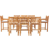 Outdoor 9 - Piece Teak Dining Set with Cushions