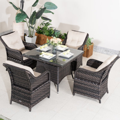 Algird 4-Person Wicker Patio Dining Set With Square Table