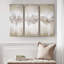 3 panneaux d'art mural de couleur taupe, ornés de paillettes et de pierres naturelles pour une présentation artistique, décorés d'un effet chic