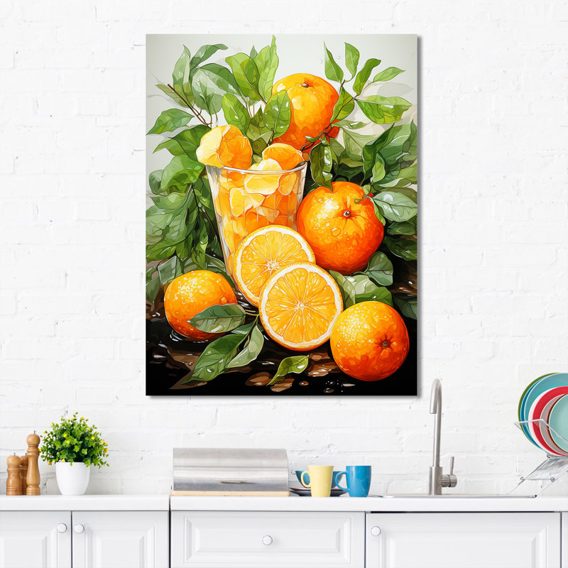 Orange vif mandarine cocktail coucher de soleil II - Art mural cocktails, H 20 po x l 12 po x P 1 po