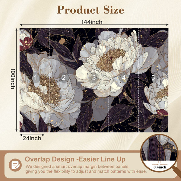 Red Barrel Studio Floral Peel and Stick Wallpaper Luxurious Peony ...