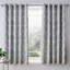 Damask Jacquard Lined Eyelet Curtains Silver Grey-20383022