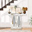 Console en miroir à miroir avec diamant concassé, table d'entrée longue de 39,37 po argent-1723372199