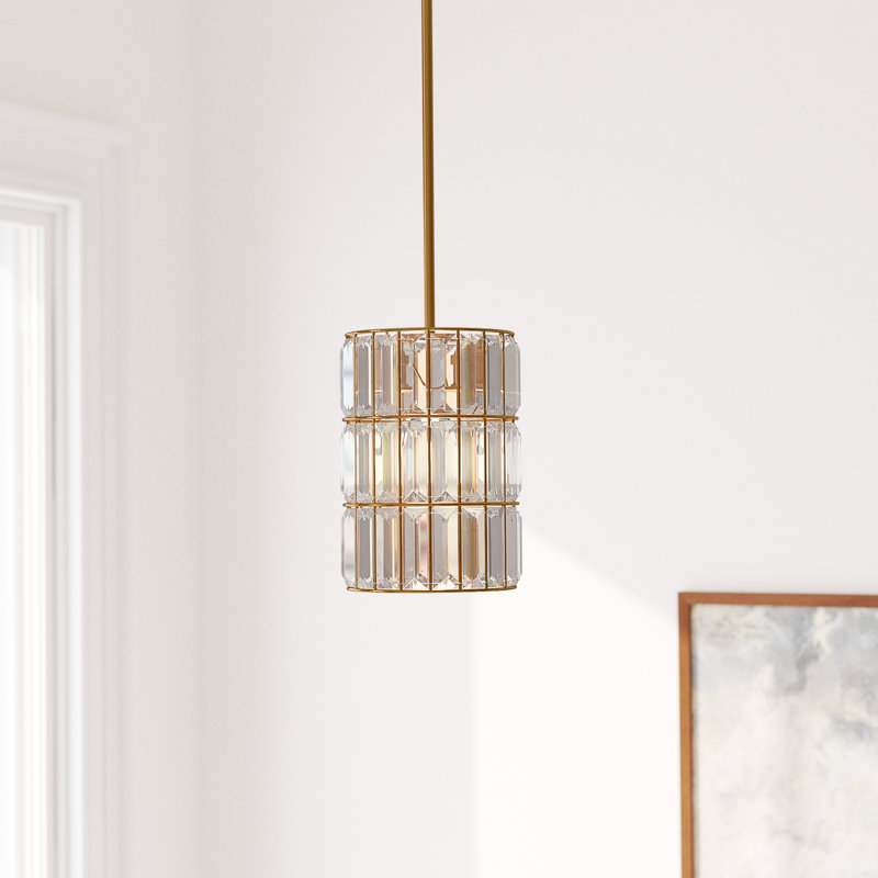 Luminaire suspendu cylindrique à 1 lumière Kristina, Or