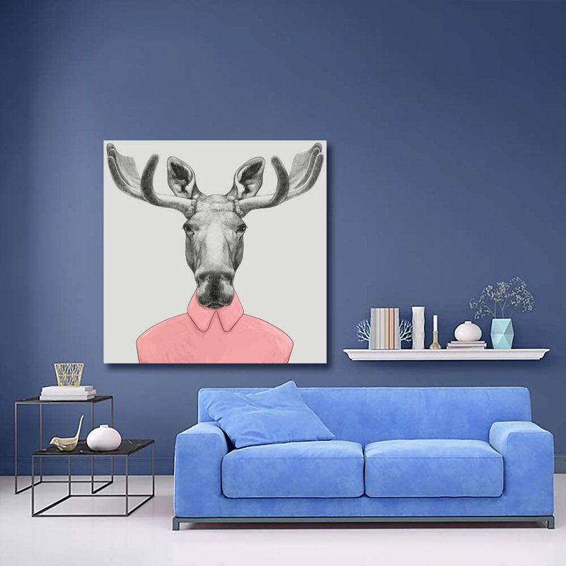 Cerf - reproduction sur toile tendue, H 16 po x l 16 po x P 1,5 po