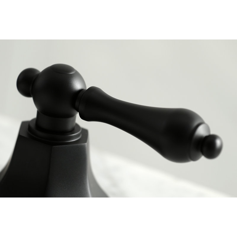 Robinet de salle de bain espacé à deux poignées à 3 poignées avec bonde escamotable en laiton Kingston, Noir mat