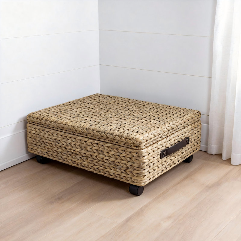 Under Bed Storage Bin with Wheels and Handles for Storage and Decoration in Bathroom, Bedroom, Closet, Entryway, Guest Room, (Natural)