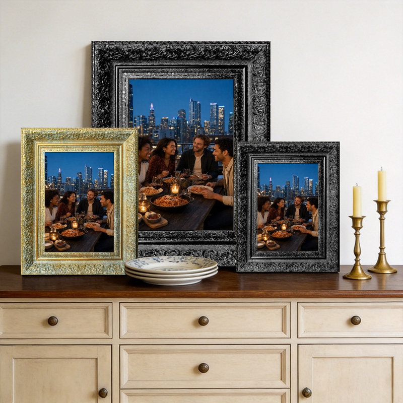 Cadre photo mural 3 pièces 8 "x 10" noir pour décoration intérieure