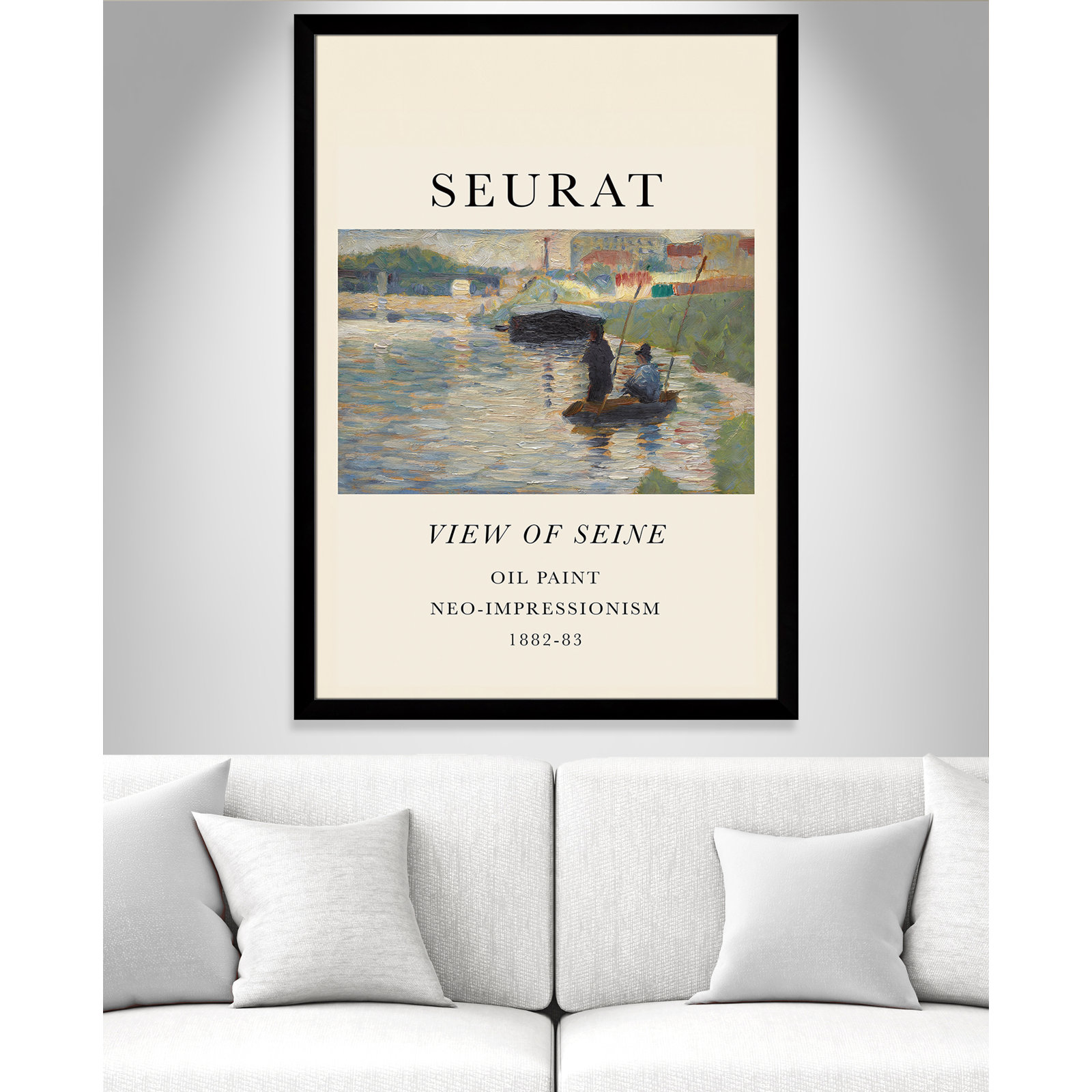 Old Masters Collection "View of Seine" Print, No, Black Single Picture Frame, 49" H x 35" W x 1.25" D