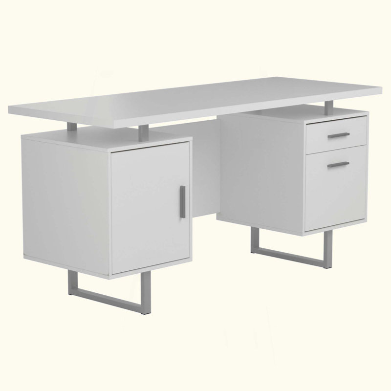 Bureau d'ordinateur à 2 tiroirs ultrabrillant