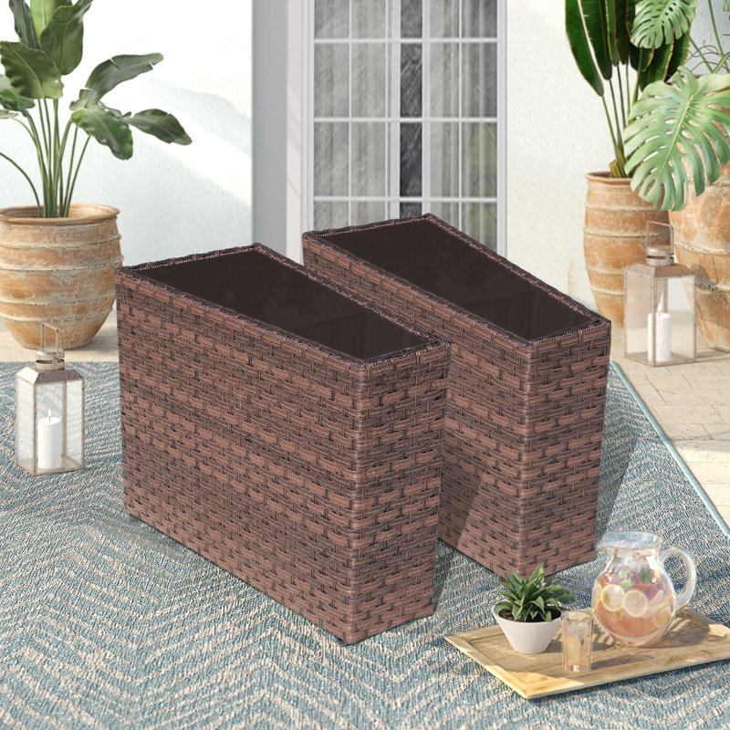 Table d'appoint en osier avec plateau en verre trempé, Plateau noir / base brune