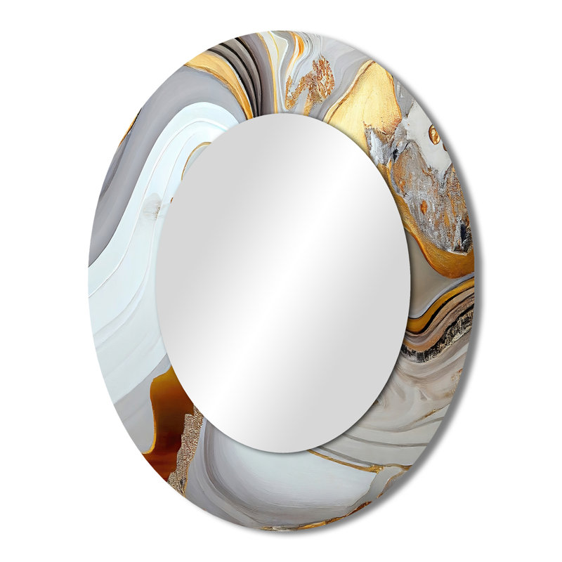 Miroir mural moderne blanc et doré, 43 po x 33 po