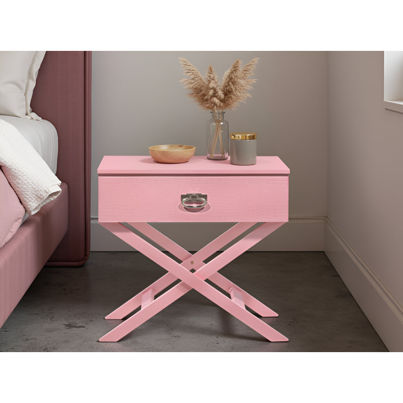 Table de chevet 1 tiroir Sabinas, Rose