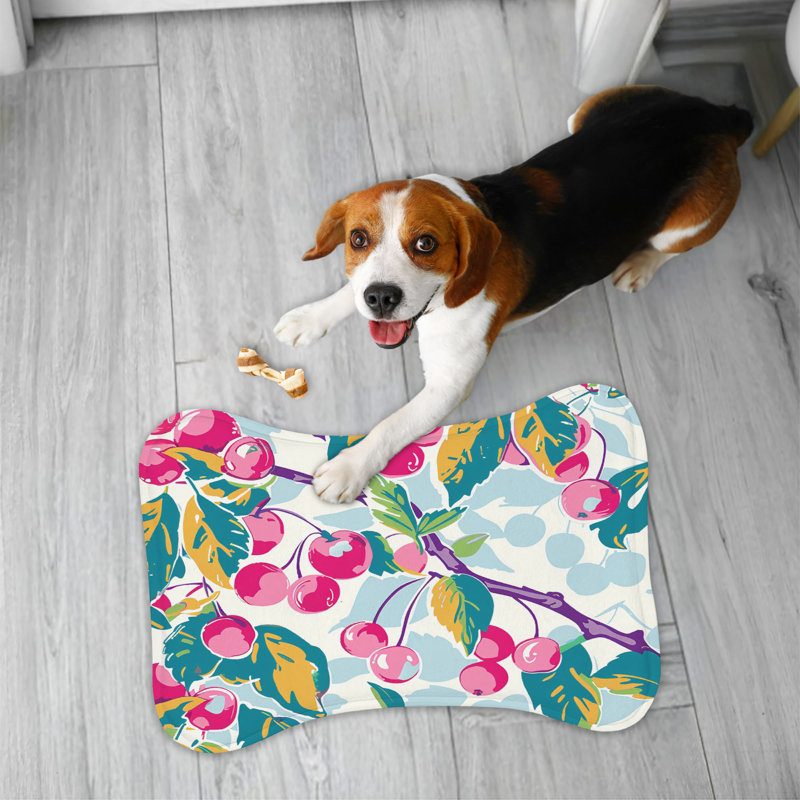 Élégant motif de cerisier - Tapis d'alimentation en os 1 pièce, Petit (14 po)