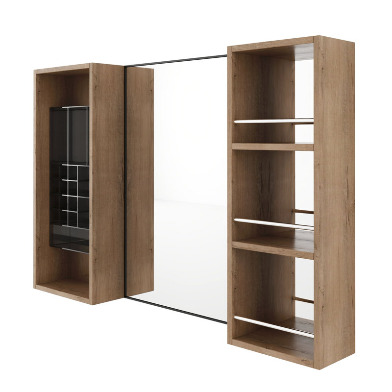 Armoire à pharmacie 41,3 po avec rangement, armoire à pharmacie murale avec porte miroir, contreplaqué