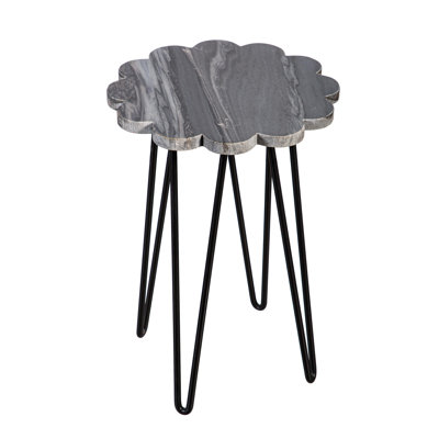 Light Granite Plant Stand with Metal Legs