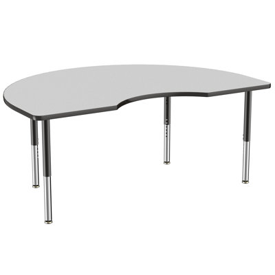 48"" x 72"" Kidney T-Mold Activity Table with Adjustable Legs -  Factory Direct Partners, 10088-GYBK