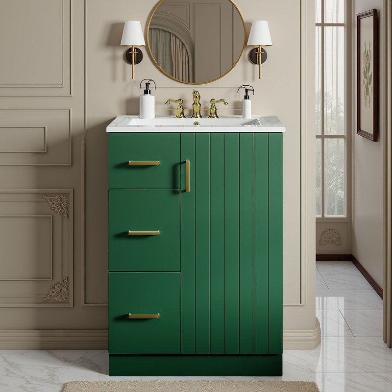 Ensemble de meuble-lavabo 24 po avec 2 tiroirs et porte à fermeture en douceur - conception peu encombrante?, Green