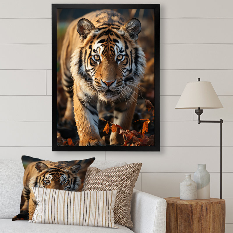 «Avani Tiger Extremely Détaillé Portrait II», reproduction sur toile, Toile encadrée noire simple, H 32 po x l 16 po x P 1 po
