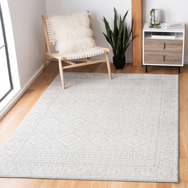 Tapis gris clair / ivoire Lorenco, Rectangle 4 pi x 6 pi
