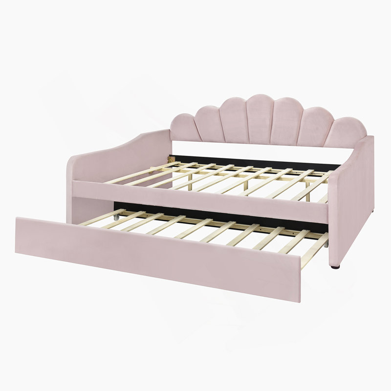 Lit de jour rembourré avec gigogne Allgaier, Grand lit, Beige
