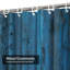 Rideau de douche bleu à rayures en bois bleu avec 12 crochets-616019800