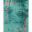Minimalist Open Solid Turquoise Color Field Antique Room Size Floral Chinese Art Deco Rug