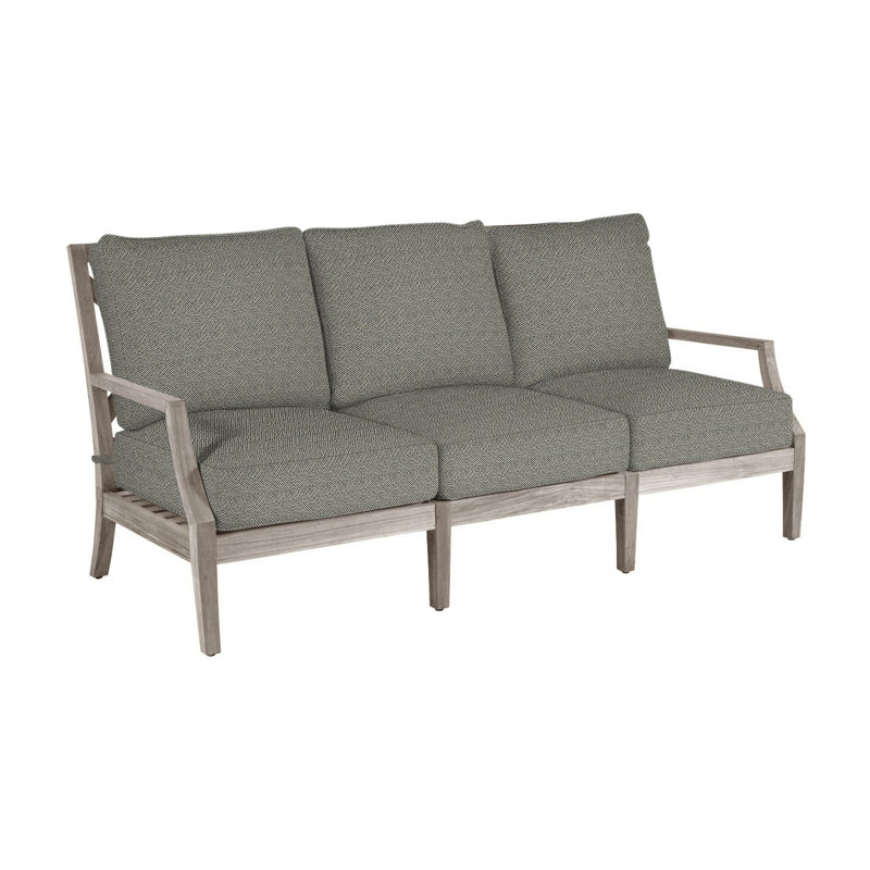 Haley Teak Patio Sofa with Cushions, Intermix Bark, Oyster Teak, No welt + Standard fill